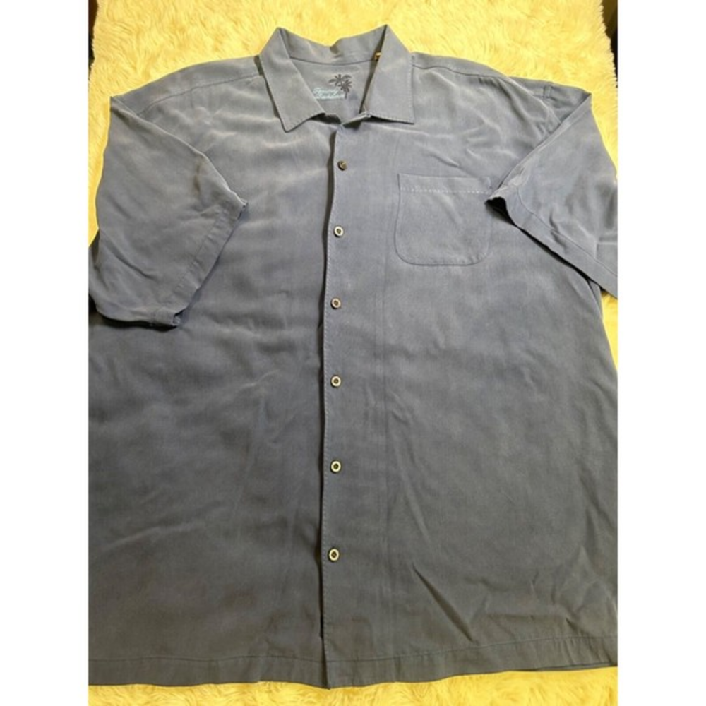 Tommy‎ Bahama Mens Blue Silk Button Down Shirt Size XXL